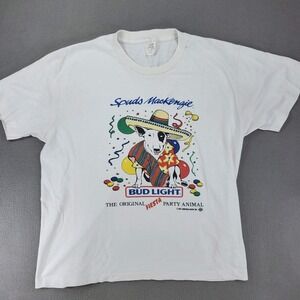 Stony Creek T-Shirt Men XL White Vintage 1987 Bud Light Spuds MacKenzie Fiesta‎